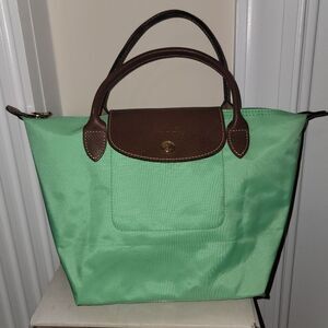 LONGCHAMP Li Pliage Classic Original S Bright Green Handle Foldable Tote Bag